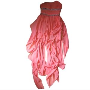 Andy Bridal Strapless Pink Embellished Layered Dress